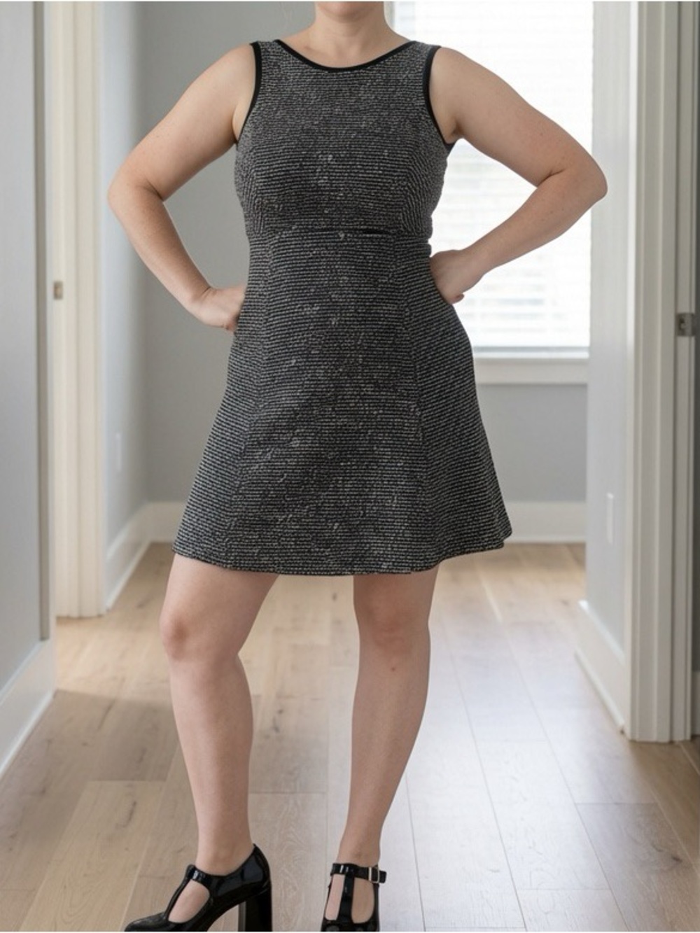 J.Crew Black & White Textured Sleeveless A-Line Dress – Size 00